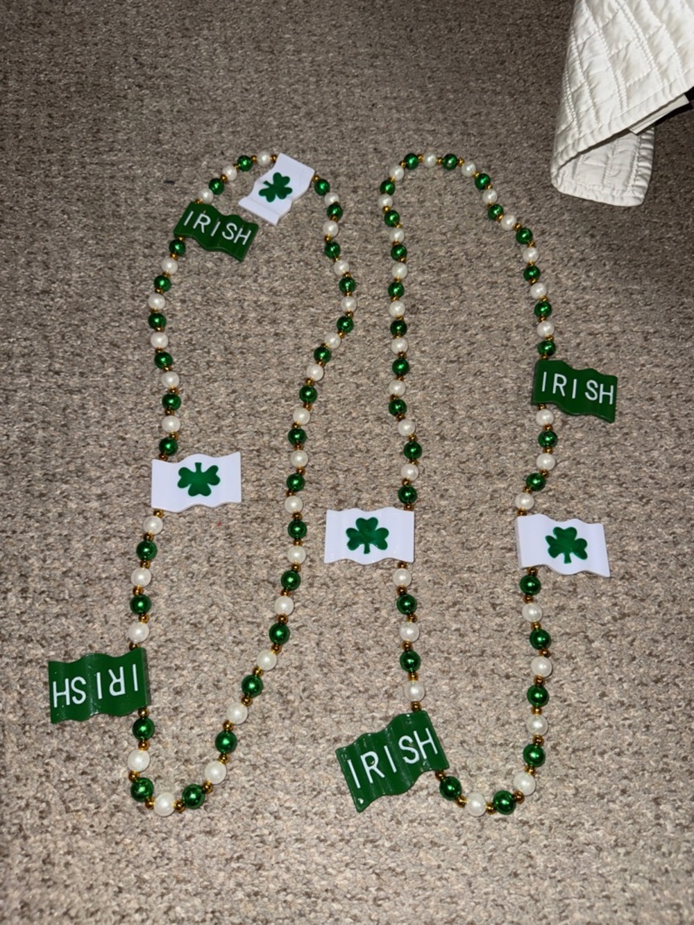 Set of 2 St Patrick/Pattys Day Luck Irish Chain Beaded Necklaces